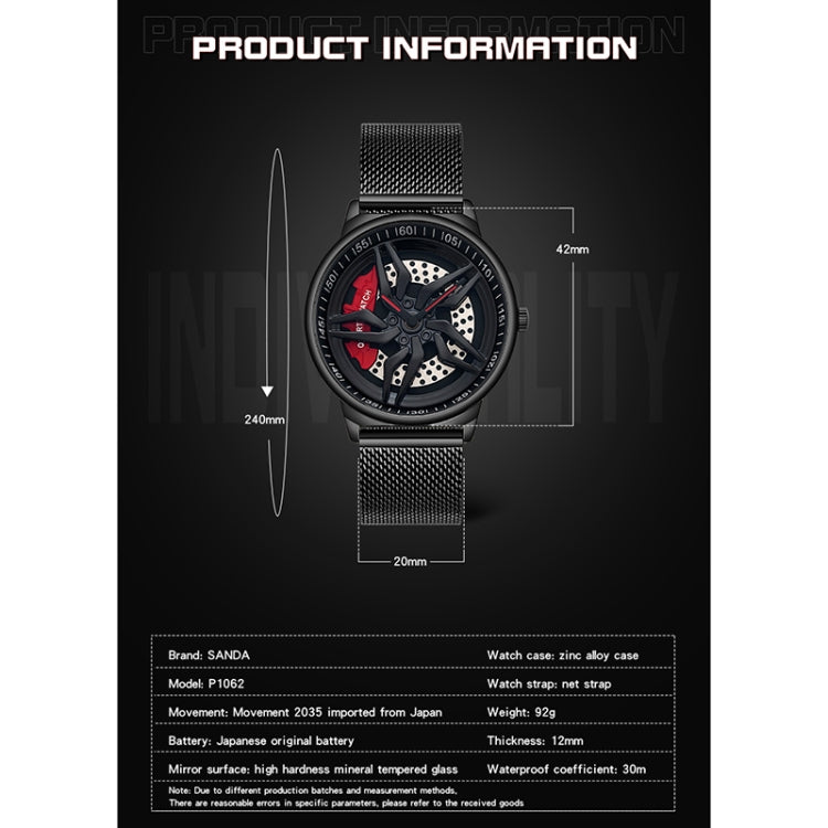 SANDA 1062 Orologio al quarzo uomo con cinturino maglia