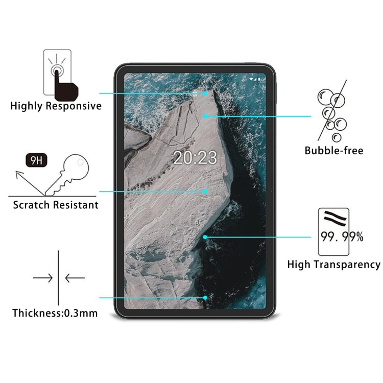 Pellicola vetro temperato 9H per tablet Nokia T20 e altri