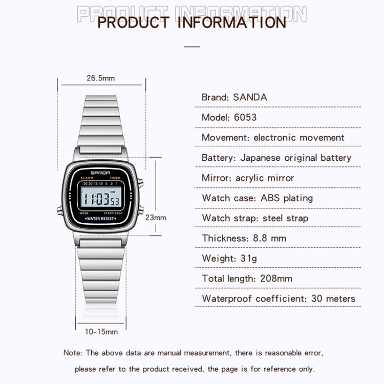 Orologio digitale donna SANDA 6053 con sveglia LED