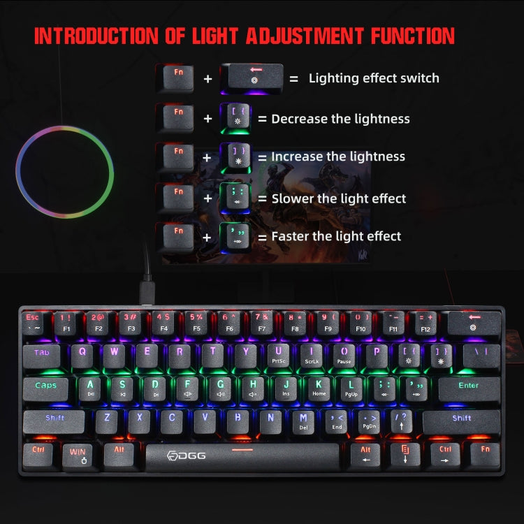 HXSJ V900 Tastiera meccanica cablata 61 tasti RGB