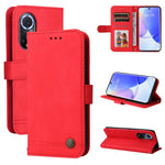 Custodia portafoglio in pelle con bottone per smartphone compatib