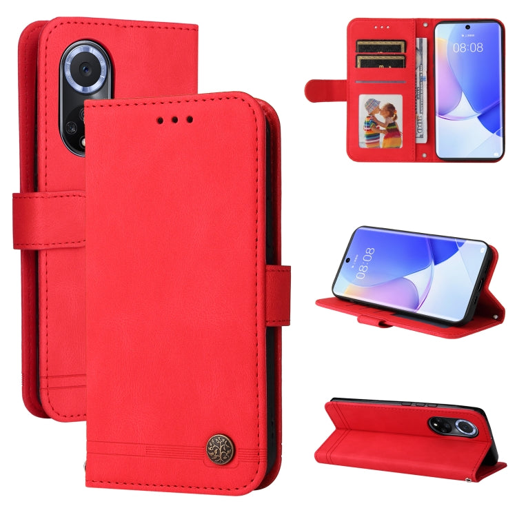 Custodia portafoglio in pelle con bottone per smartphone compatib