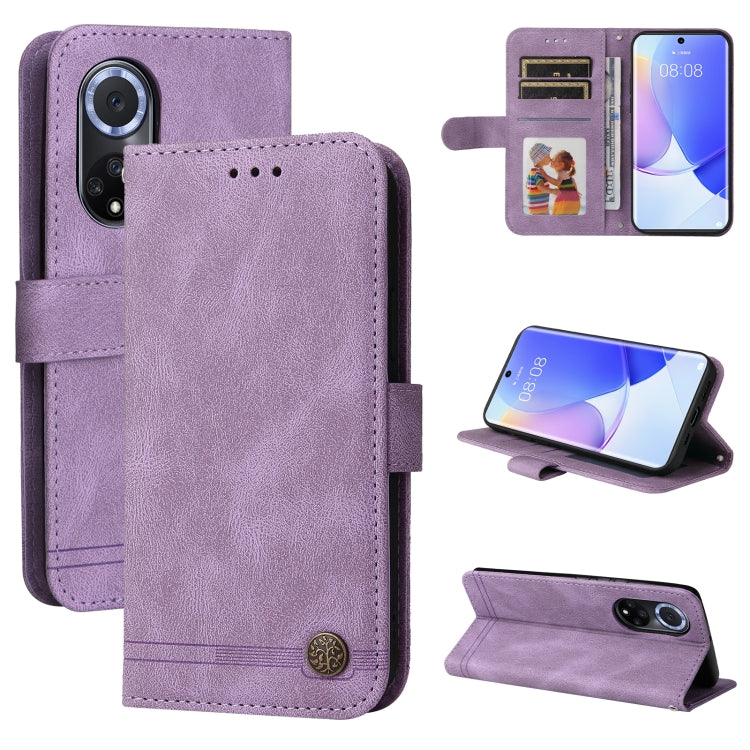 Custodia portafoglio in pelle con bottone per smartphone compatib
