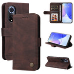 Custodia portafoglio in pelle con bottone per smartphone compatib