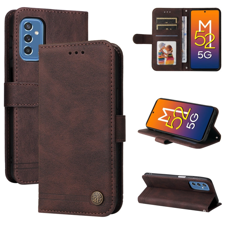 Custodia portafoglio in pelle con bottone per smartphone compatib