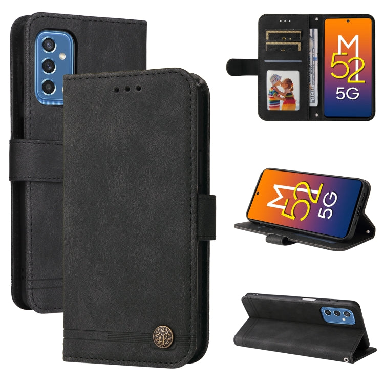 Custodia portafoglio in pelle con bottone per smartphone compatib