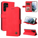 Custodia portafoglio in pelle con bottone per smartphone compatib
