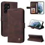 Custodia portafoglio in pelle con bottone per smartphone compatib