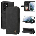 Custodia portafoglio in pelle con bottone per smartphone compatib