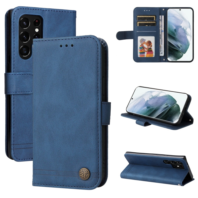Custodia portafoglio in pelle con bottone per smartphone compatib