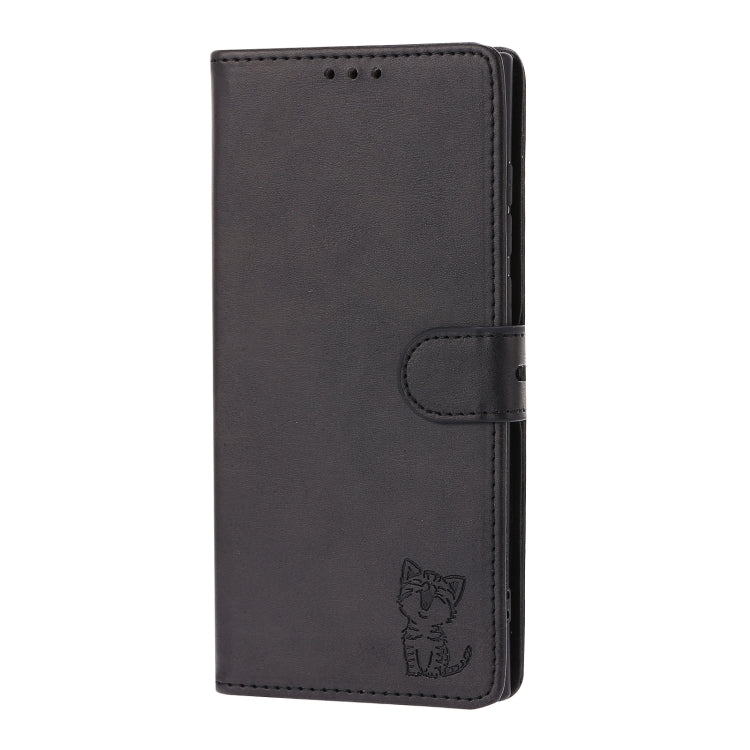 Custodia portafoglio in pelle con motivo Happy Cat per Galaxy S22