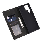 Custodia portafoglio in pelle con motivo Happy Cat per Galaxy S22