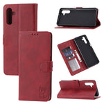 Custodia portafoglio in pelle con motivo Happy Cat per Galaxy S22