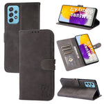 Custodia portafoglio in pelle con motivo Happy Cat per Galaxy S22