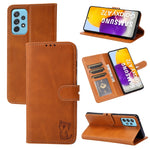 Custodia portafoglio in pelle con motivo Happy Cat per Galaxy S22