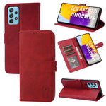 Custodia portafoglio in pelle con motivo Happy Cat per Galaxy S22