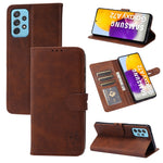 Custodia portafoglio in pelle con motivo Happy Cat per Galaxy S22