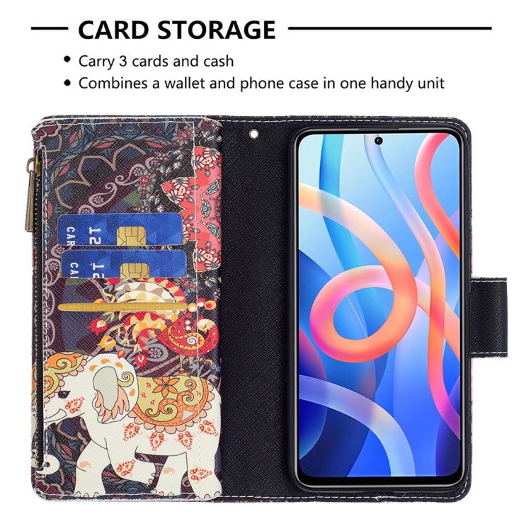 Custodia in pelle con cerniera e motivo colorato per Xiaomi Redmi Note 11 5G e