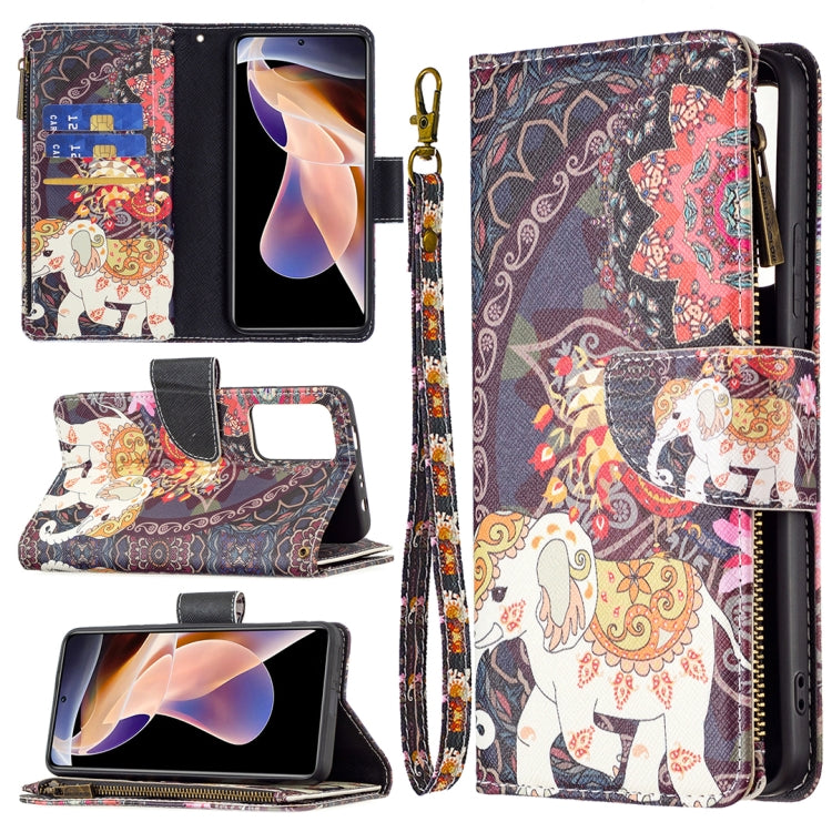 Custodia in pelle con cerniera e motivo colorato per Xiaomi Redmi Note 11 5G e