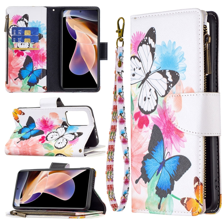 Custodia in pelle con cerniera e motivo colorato per Xiaomi Redmi Note 11 5G e