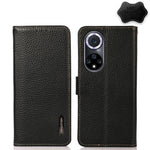 Custodia RFID in vera pelle Litchi magnetica per Huawei nova 9