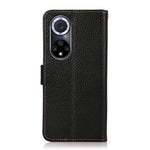 Custodia RFID in vera pelle Litchi magnetica per Huawei nova 9