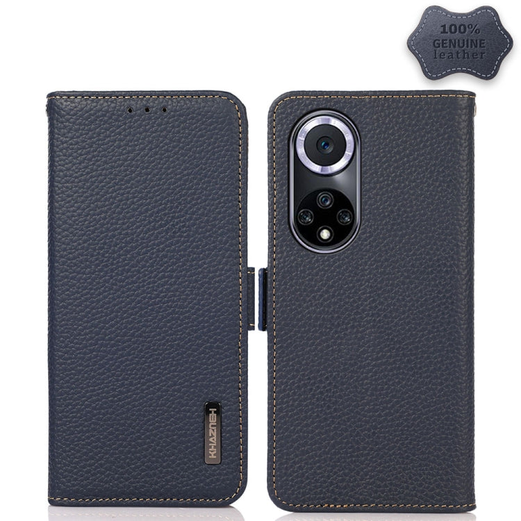 Custodia RFID in vera pelle Litchi magnetica per Huawei nova 9