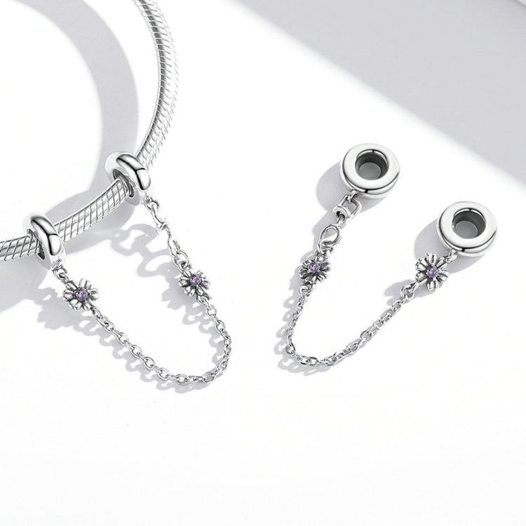Catena di sicurezza in argento 925 con fiore retrò