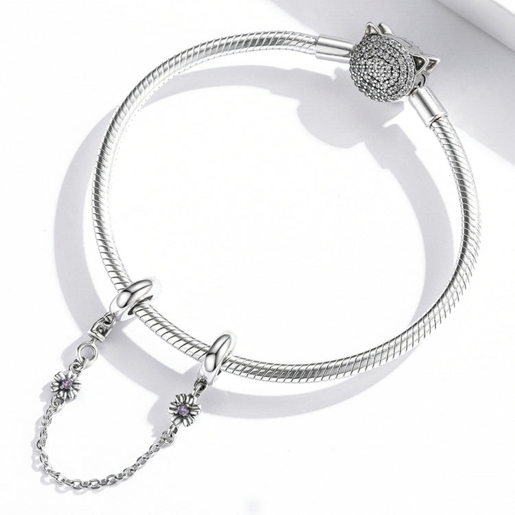 Catena di sicurezza in argento 925 con fiore retrò