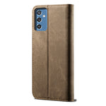 Custodia portafoglio in pelle con trama denim per Samsung