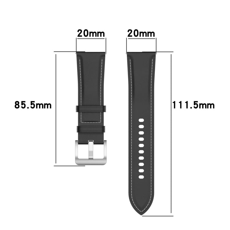 Cinturino in vera pelle 20 mm per smartwatch compatibili