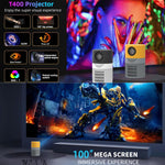 Mini proiettore LED T400 3000 lumen schermo 100 pollici