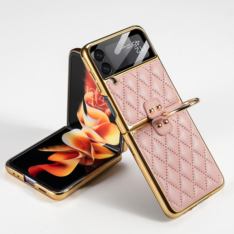 Custodia in pelle con anello per Samsung Galaxy Z Flip3 5G