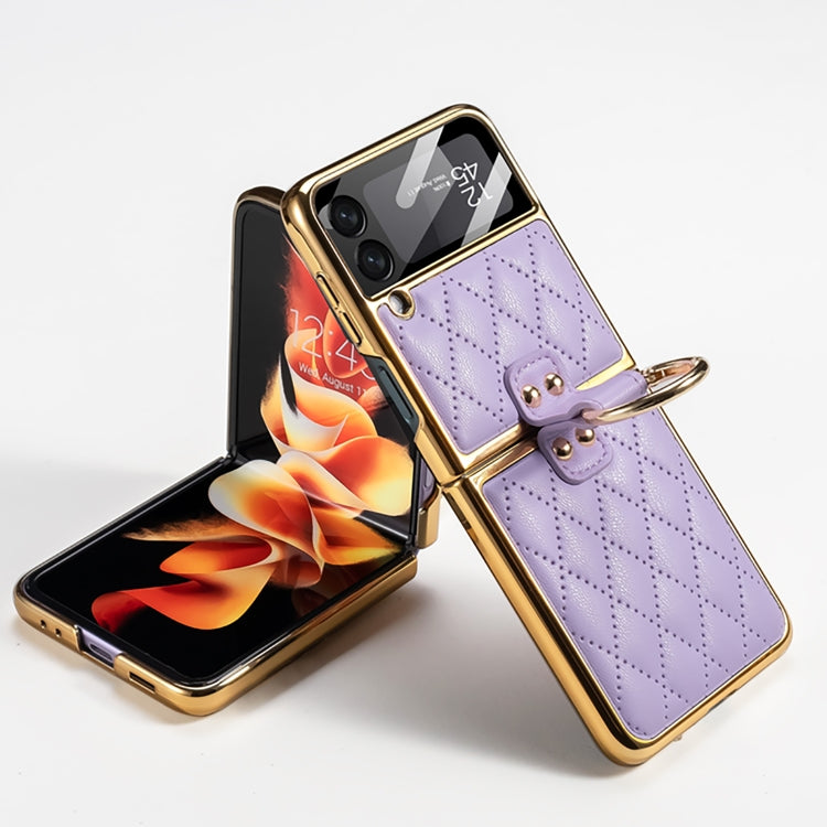 Custodia in pelle con anello per Samsung Galaxy Z Flip3 5G