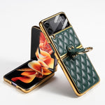 Custodia in pelle con anello per Samsung Galaxy Z Flip3 5G