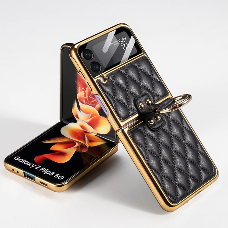 Custodia in pelle con anello per Samsung Galaxy Z Flip3 5G