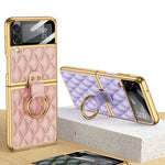 Custodia in pelle con anello per Samsung Galaxy Z Flip3 5G