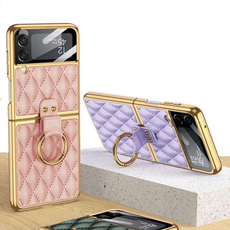 Custodia in pelle con anello per Samsung Galaxy Z Flip3 5G
