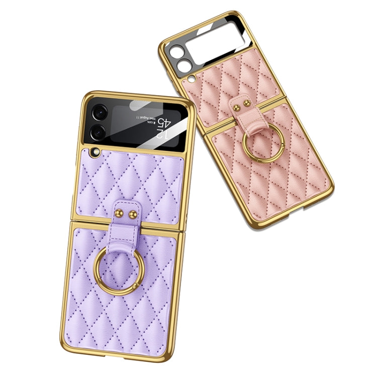 Custodia in pelle con anello per Samsung Galaxy Z Flip3 5G