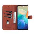 Custodia portafoglio in pelle con supporto per smartphone compati