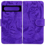 Custodia portafoglio in pelle con motivo tigre per Pixel 7 Pro