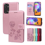Custodia portafoglio in pelle rosa per Redmi Note 11S