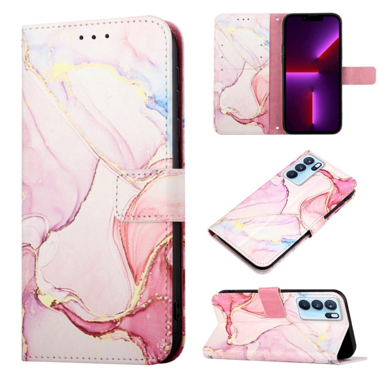 Cassa del telefono di cuoio di vibrazione del modello di marmo PT003, For OPPO Reno6 Pro 5G