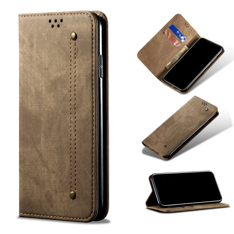 Custodia portafoglio in pelle con texture denim per Xiaomi Poco X