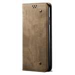 Custodia portafoglio in pelle con texture denim per Xiaomi Poco X