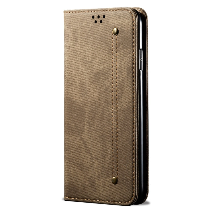 Custodia portafoglio in pelle con texture denim per Xiaomi Poco X