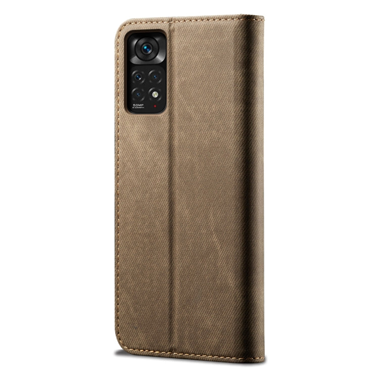 Custodia portafoglio in pelle con texture denim per Xiaomi Poco X