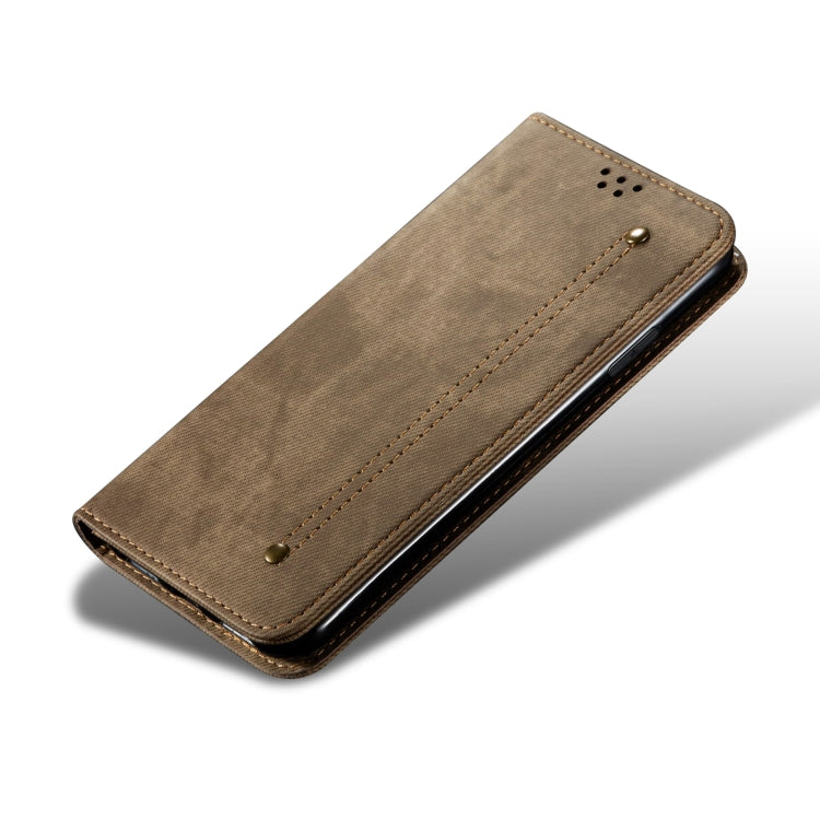 Custodia portafoglio in pelle con texture denim per Xiaomi Poco X