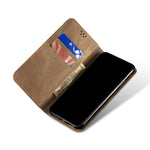 Custodia portafoglio in pelle con texture denim per Xiaomi Poco X