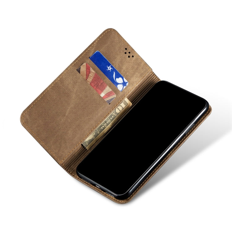 Custodia portafoglio in pelle con texture denim per Xiaomi Poco X